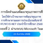 เกียรติบัตรการ PLC จัดทำแผนเพื่อพัฒนาคุณภาพการศึกษา ตามผลการประเมินระดับชาติ RT, NT, O-NET ปีการศึกษา 2568